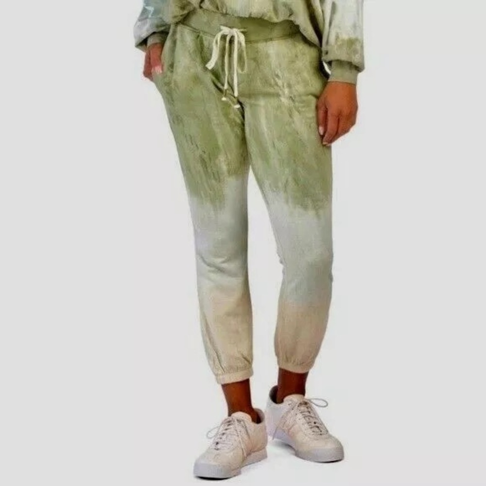 Young Fabulous & Broke Womens Pants Size Small Green Dip Tye Dye Jogger